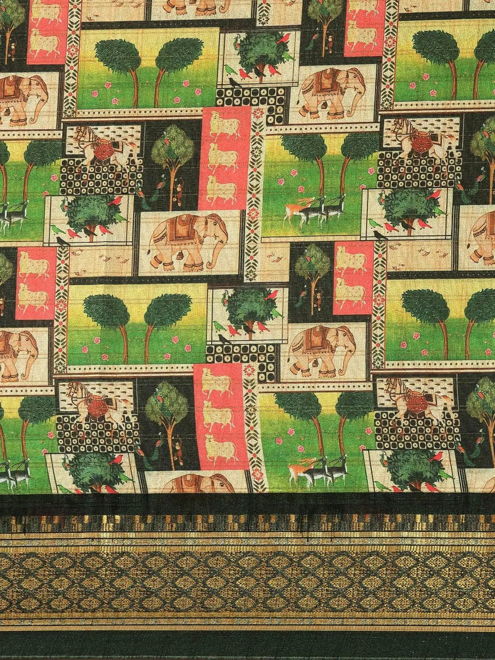 Uppada Cotton Silk Saree With Digital Block Print