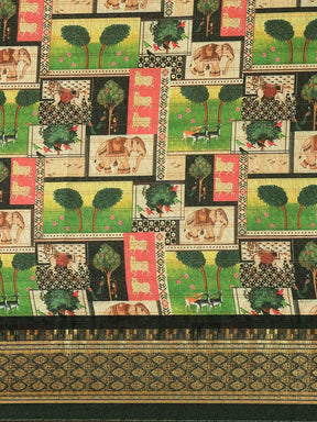 Uppada Cotton Silk Saree With Digital Block Print
