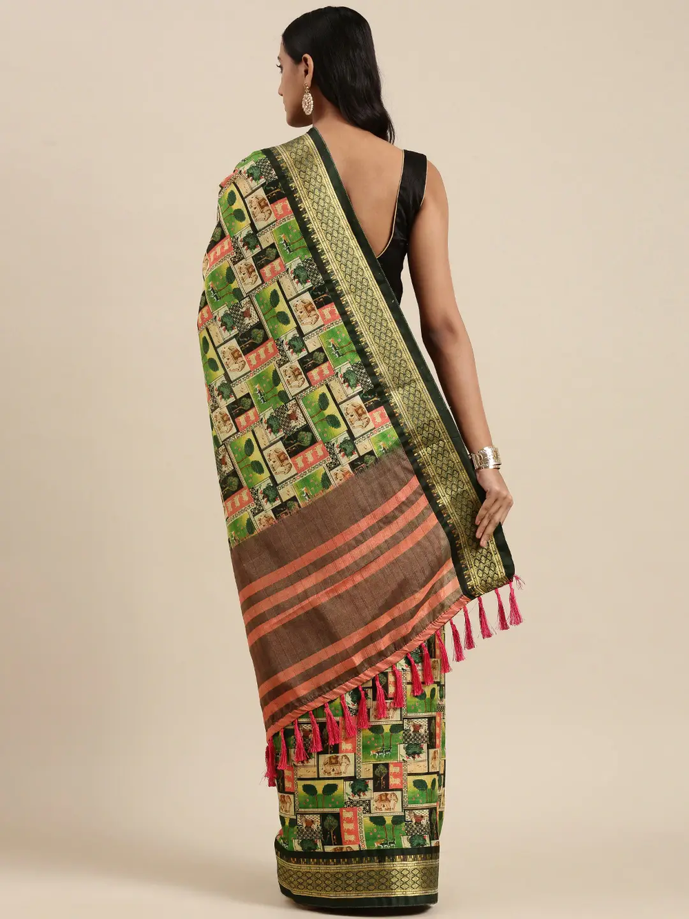 Uppada Cotton Silk Saree With Digital Block Print