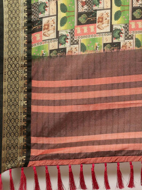 Uppada Cotton Silk Saree With Digital Block Print