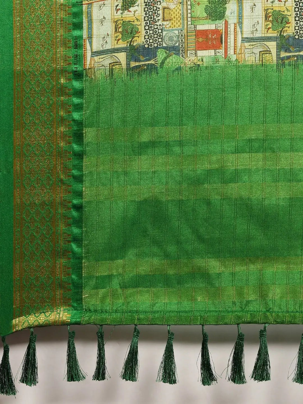 Uppada Cotton Silk Saree With Digital Block Print
