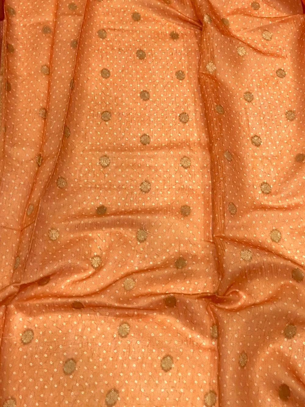 Peach Digital Block Placement Print Saree