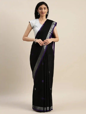 Latest Banarasi Purple Colour Polka Dots & Zari Border Saree