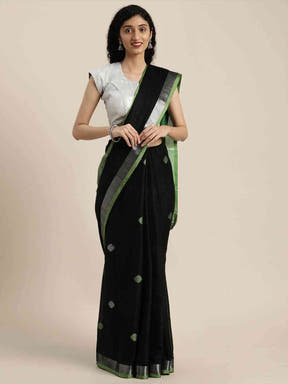 Banarasi Light Green Colour Polka Dots & Zari Border Saree