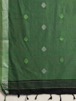 Banarasi Light Green Colour Polka Dots & Zari Border Saree