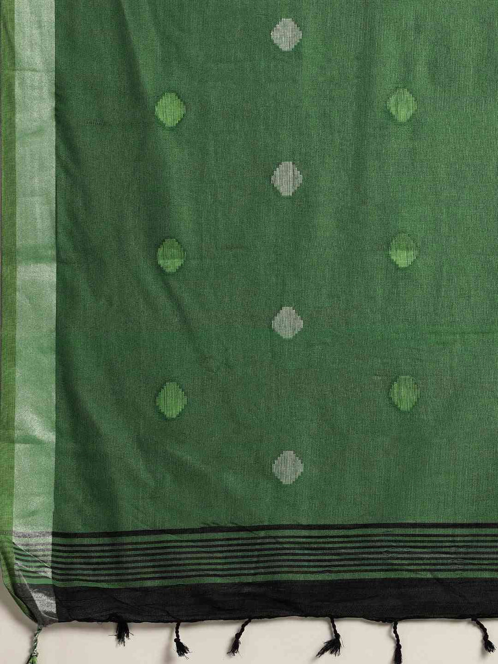 Banarasi Light Green Colour Polka Dots & Zari Border Saree