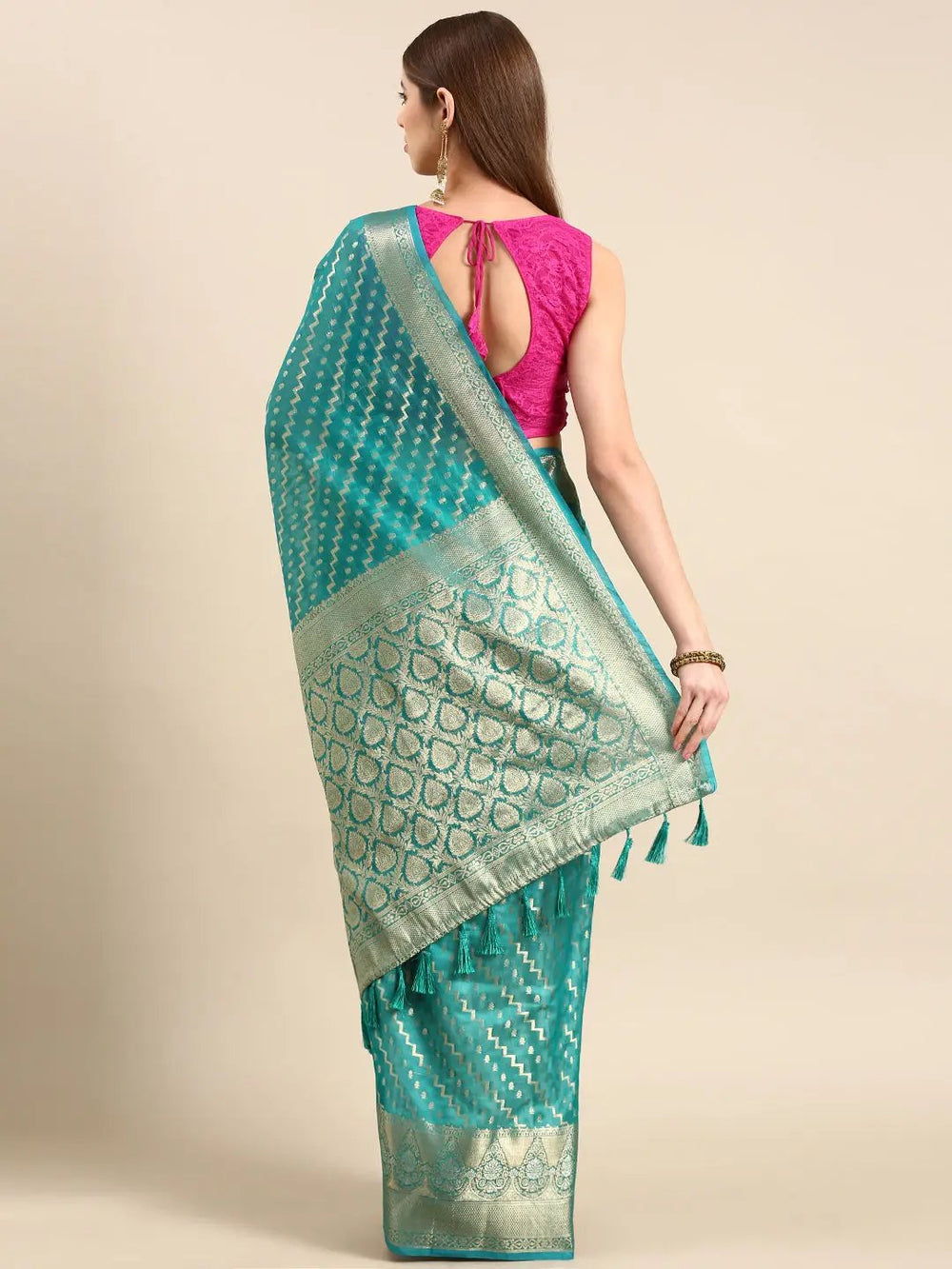 Banarasi Katan Tissue Silk Lehriya Desine Festive Wear Saree