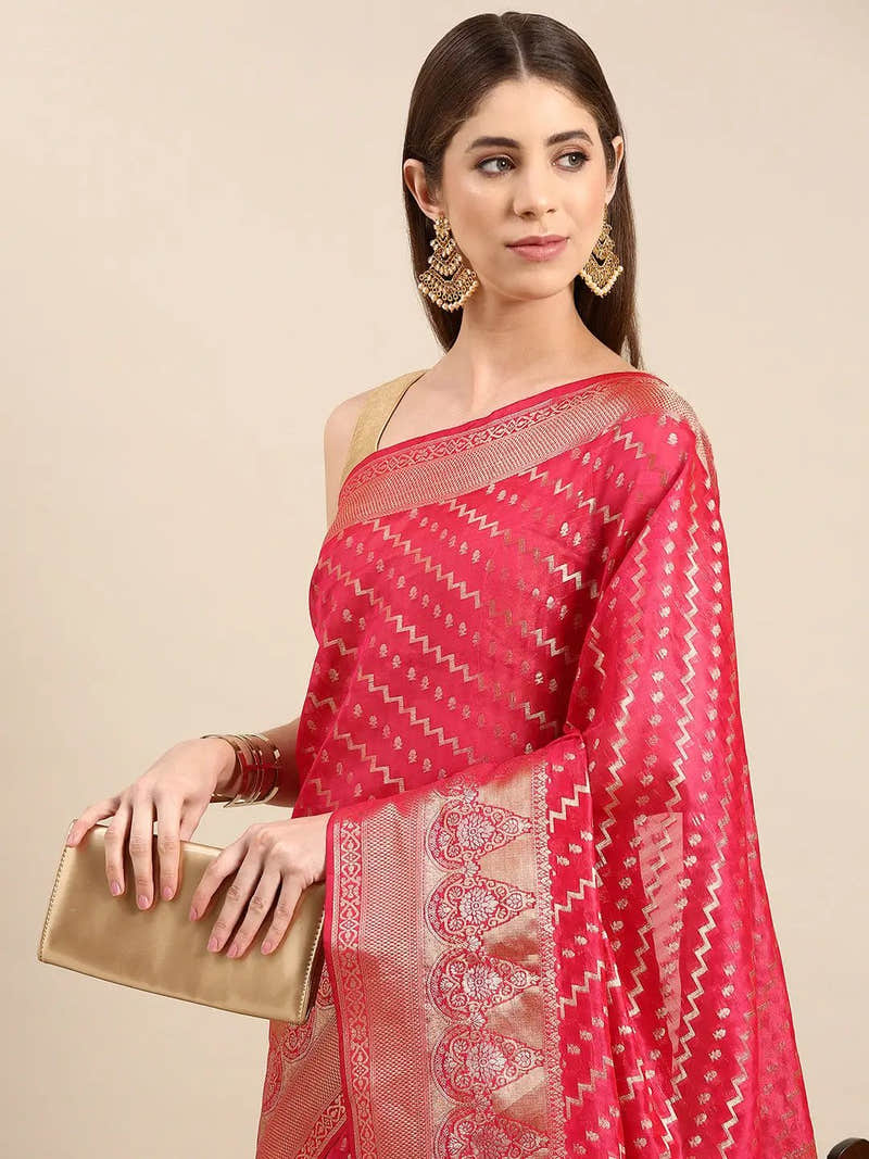 Banarasi Katan Tissue Silk Festive Wear Saree In Pink Colour