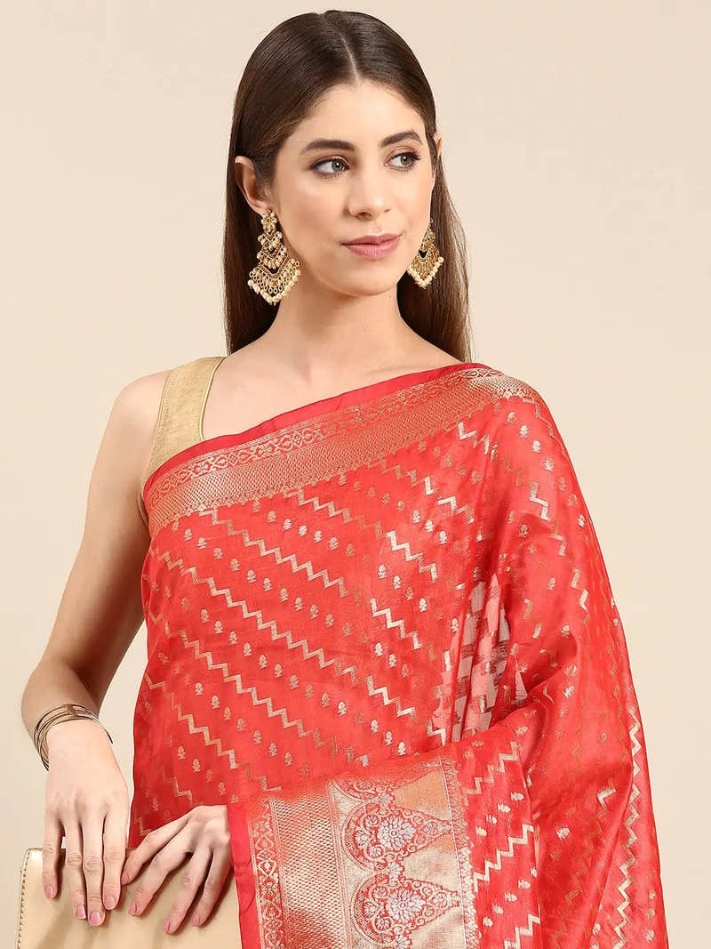 Banarasi Katan Tissue Silk Festive Wear Saree In Red Colour