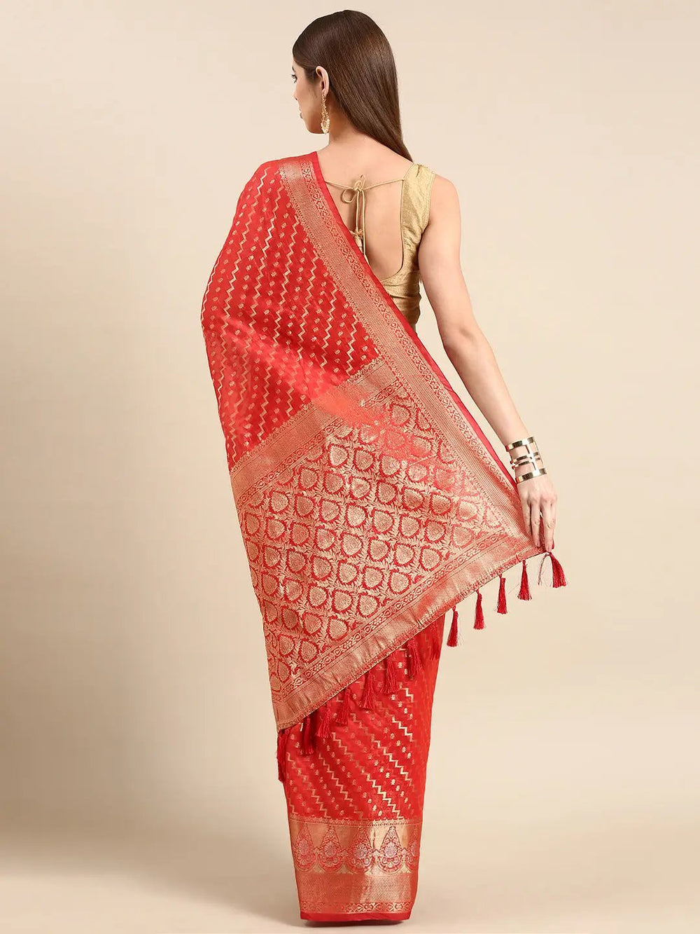 Banarasi Katan Tissue Silk Lehriya Desine Festive Wear Saree