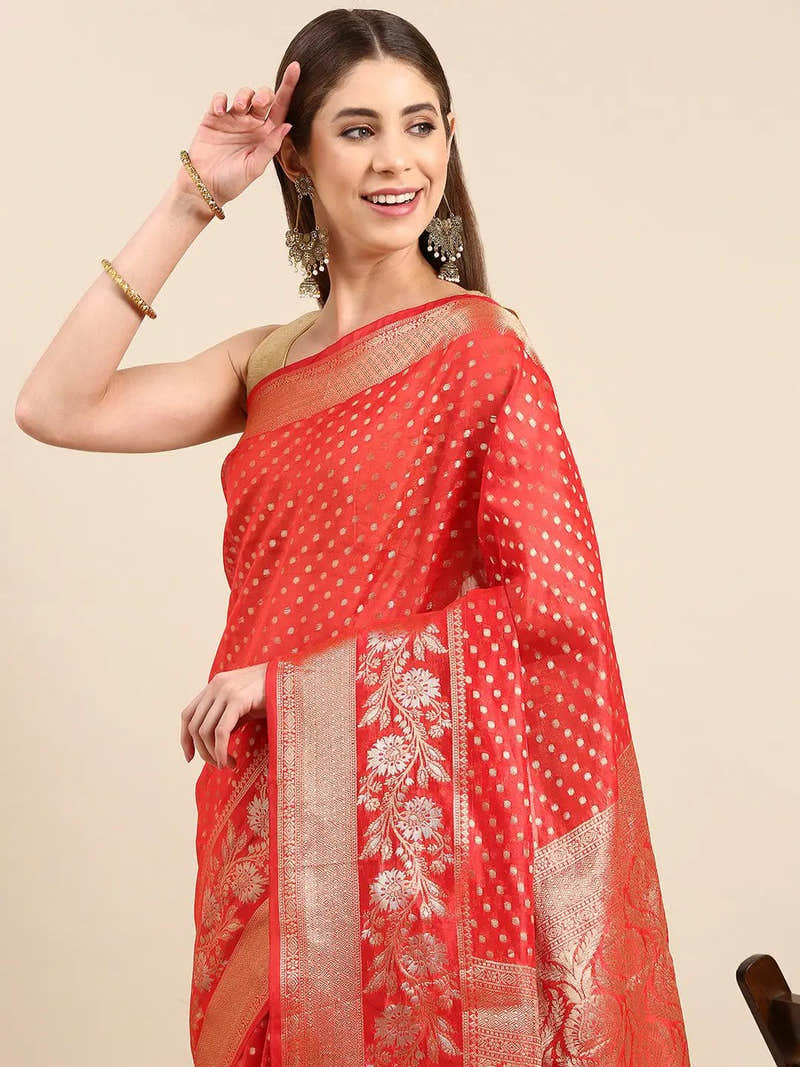 Banarasi Katan Tissue Silk Butti Design Festive Wear Saree