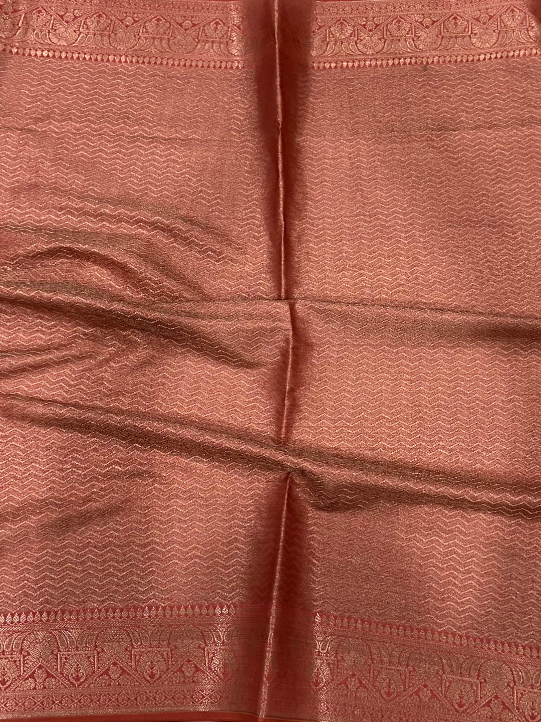 Coral Bamboo Silk Floral Saree