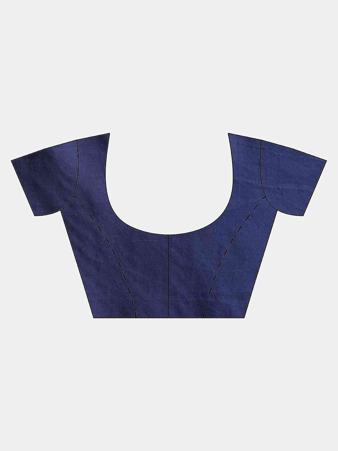 Banarasi Navy Colour Zari Border Saree With Ethnic Motifs
