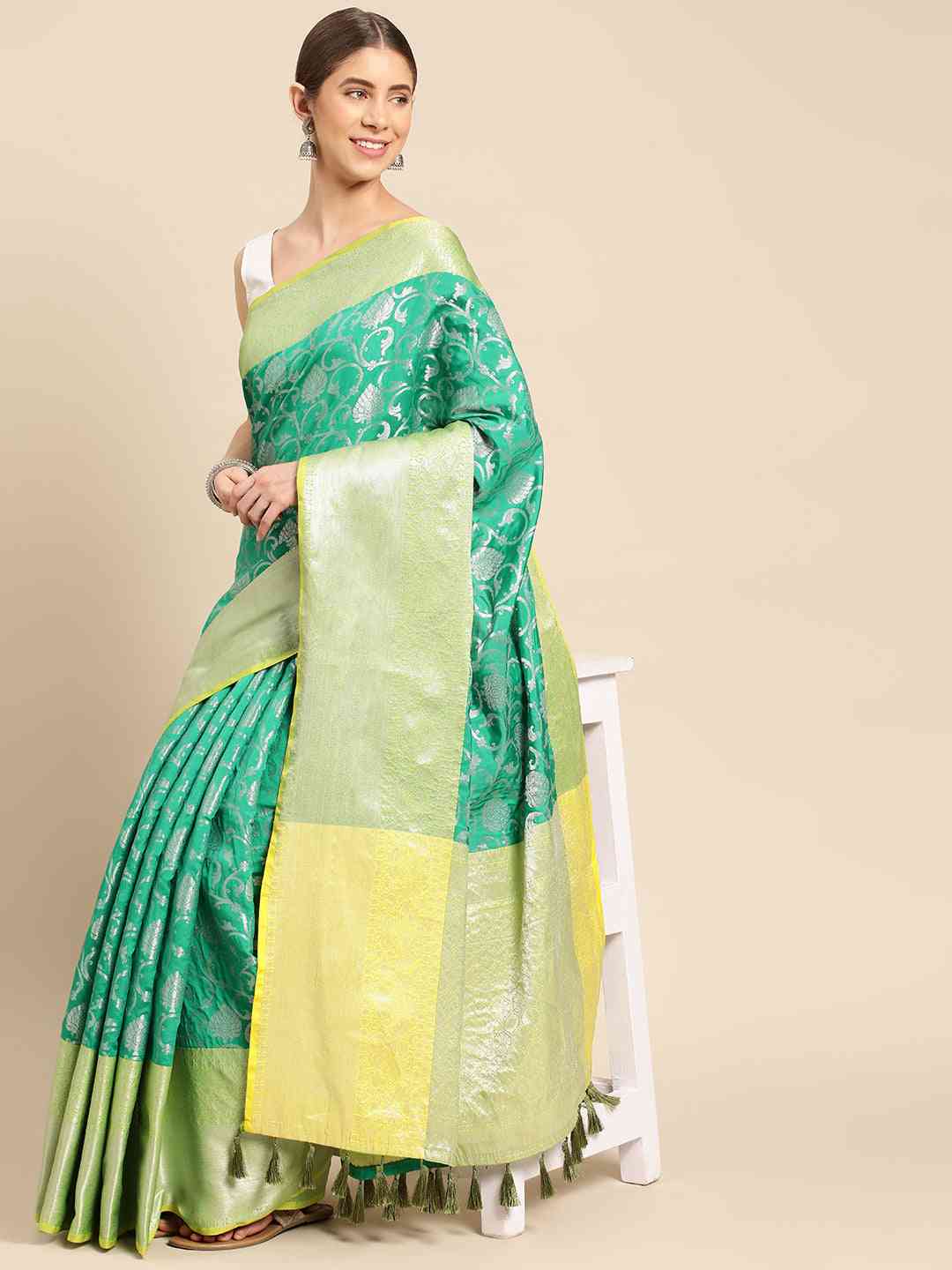 Banarasi Katan Silk Flower Design Saree