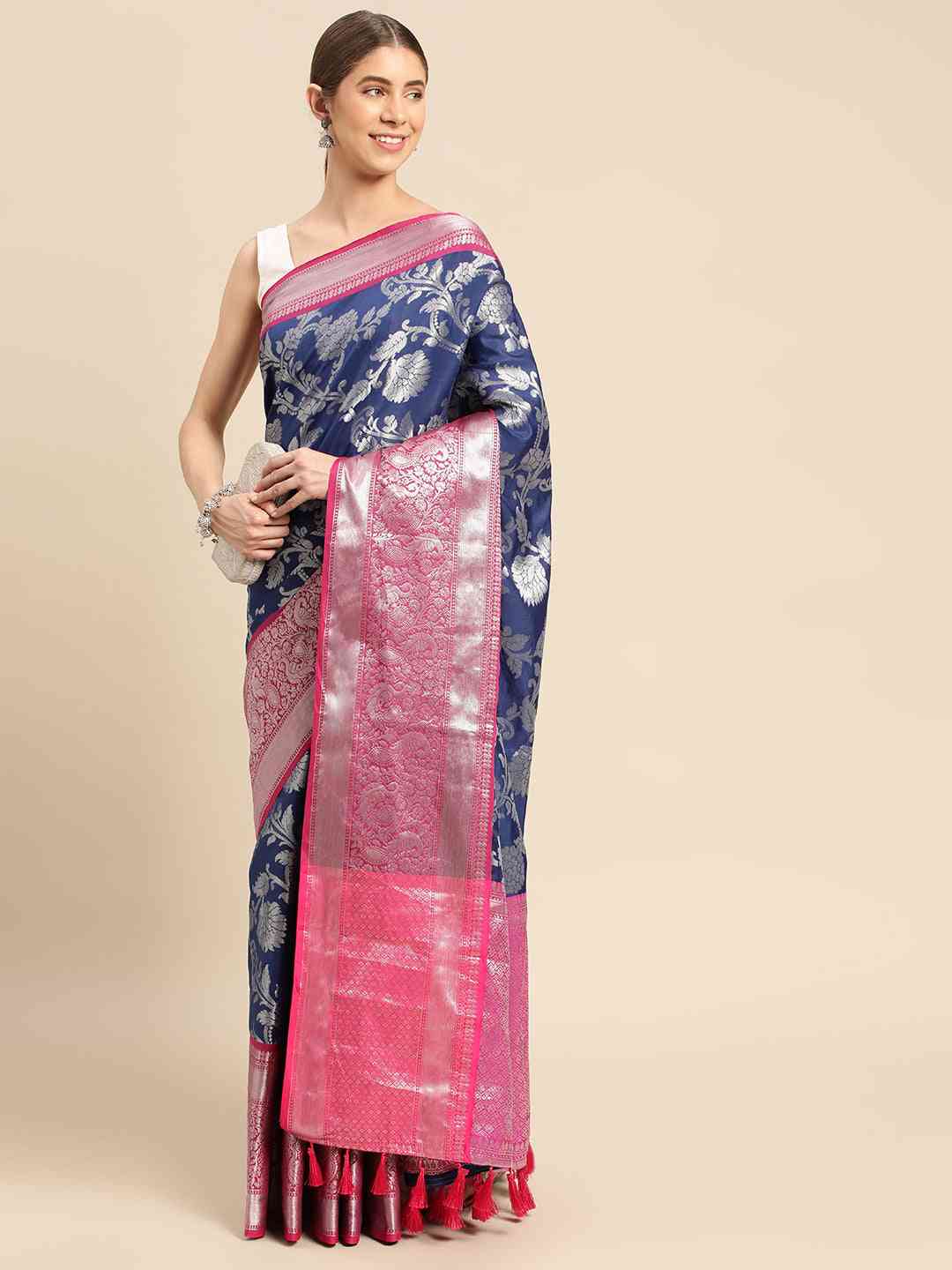 Banarasi Katan Silk Flower Design Saree