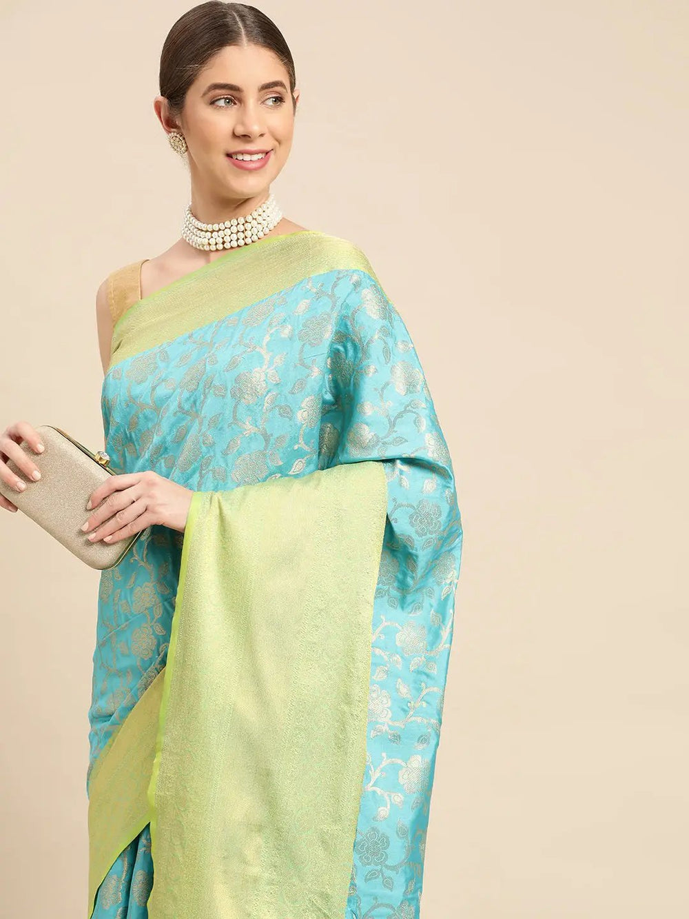 Banarasi Katan Silk Flower Design Saree