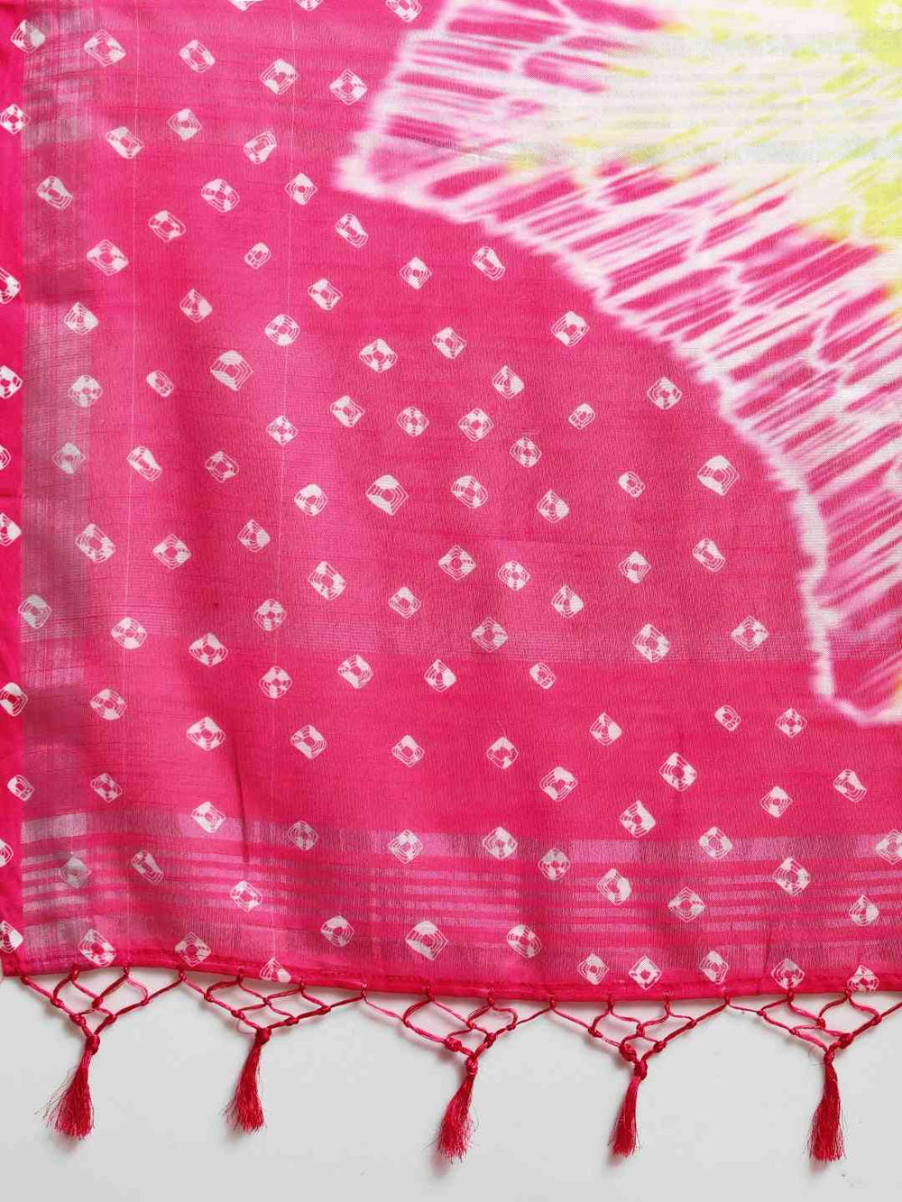 Beautiful Bandhani Light Yellow Colour Saree