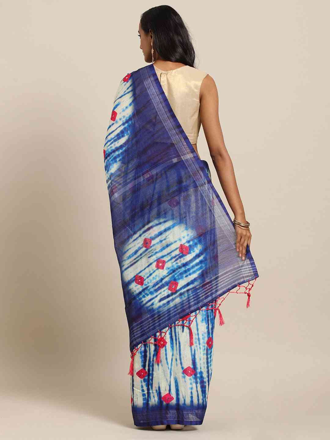 Bandhani Printed Multi Colour Zari Border Saree