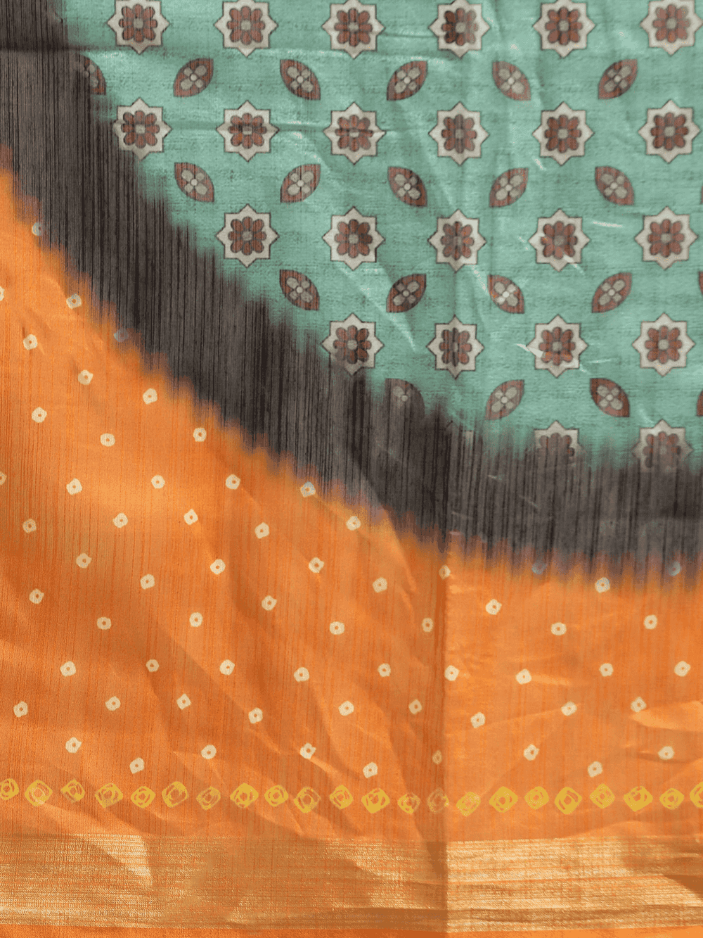 Stylish Bandhani Orange Saree with Zari Border
