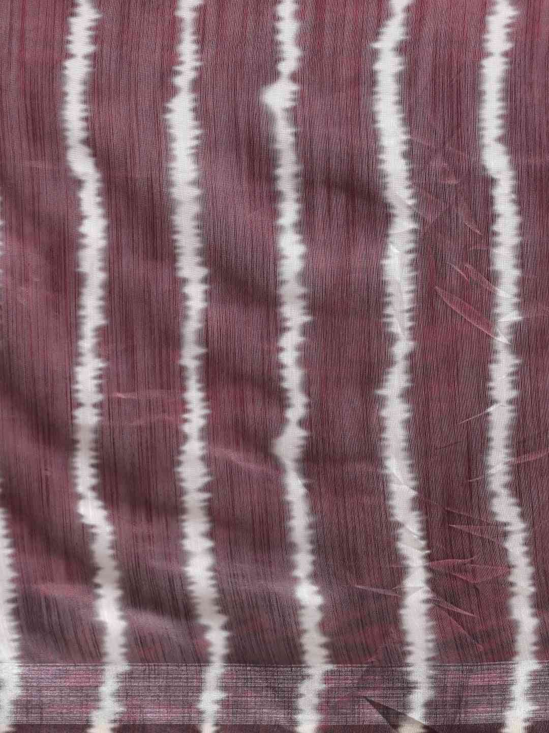  Stylish Bandhani Wine Colour Ajrak Print Zari Border Saree