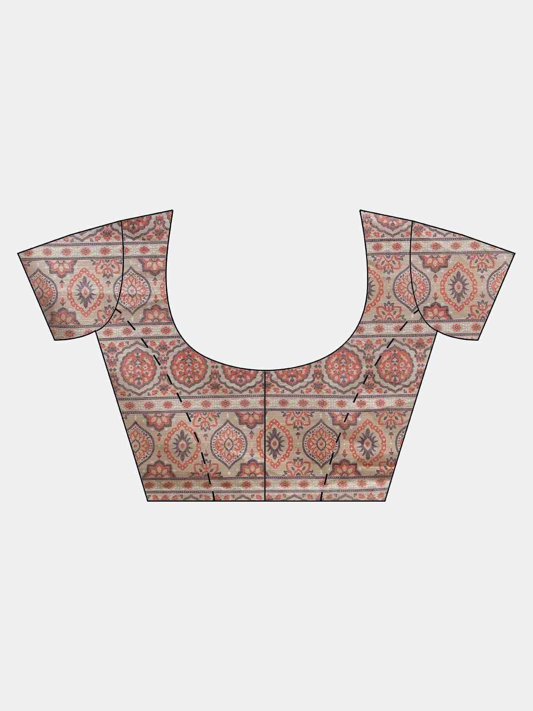  Stylish Bandhani Wine Colour Ajrak Print Zari Border Saree