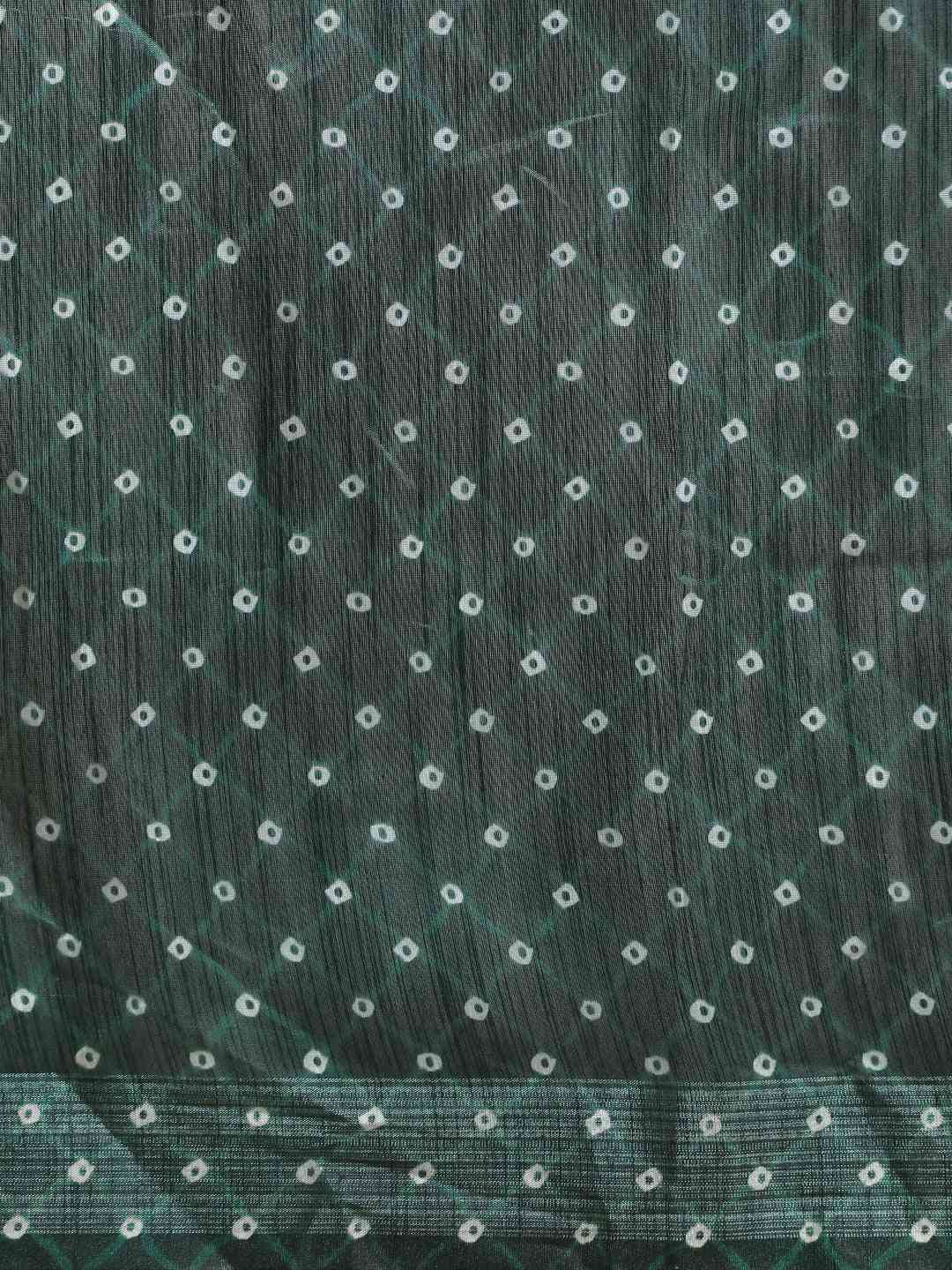 Stylish Bandhani Saree with Zari Border in Bottle Green