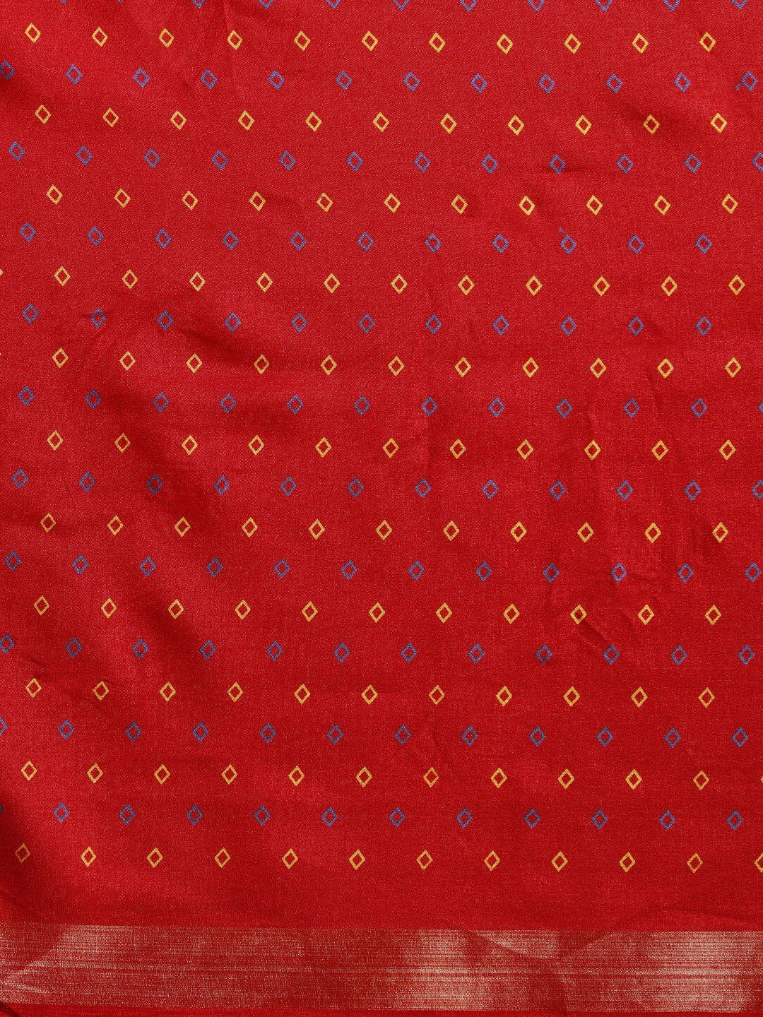 Chanderi Red Colour Linen Print Saree
