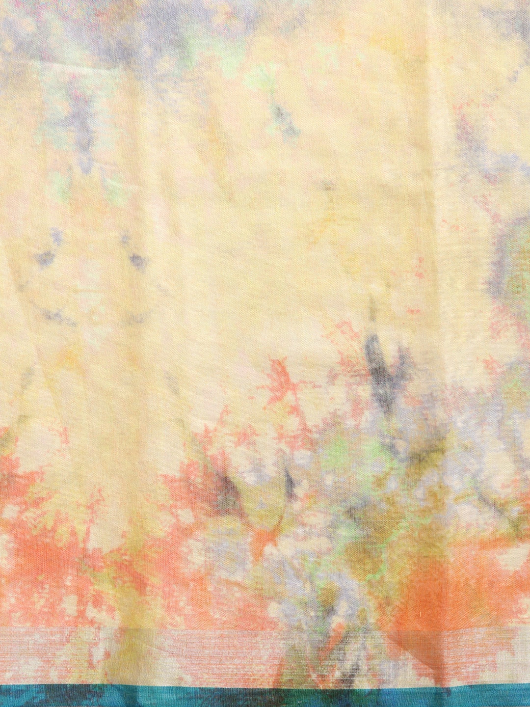  Stylish Batik Aqua Colour Linen Print Saree