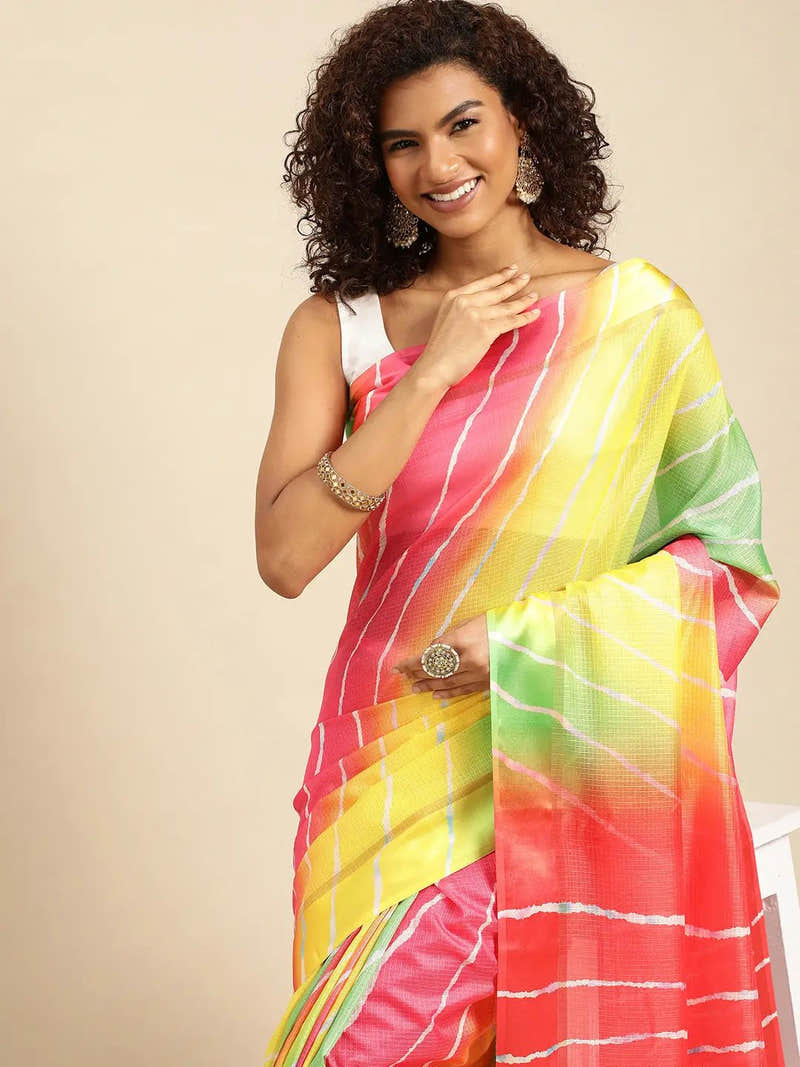 Soft Satin Kota Doriya Batik Digital Print Saree