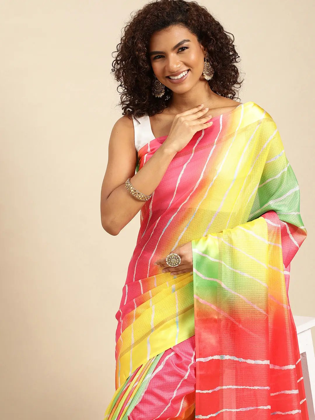 Soft Satin Kota Doriya Batik Print Saree