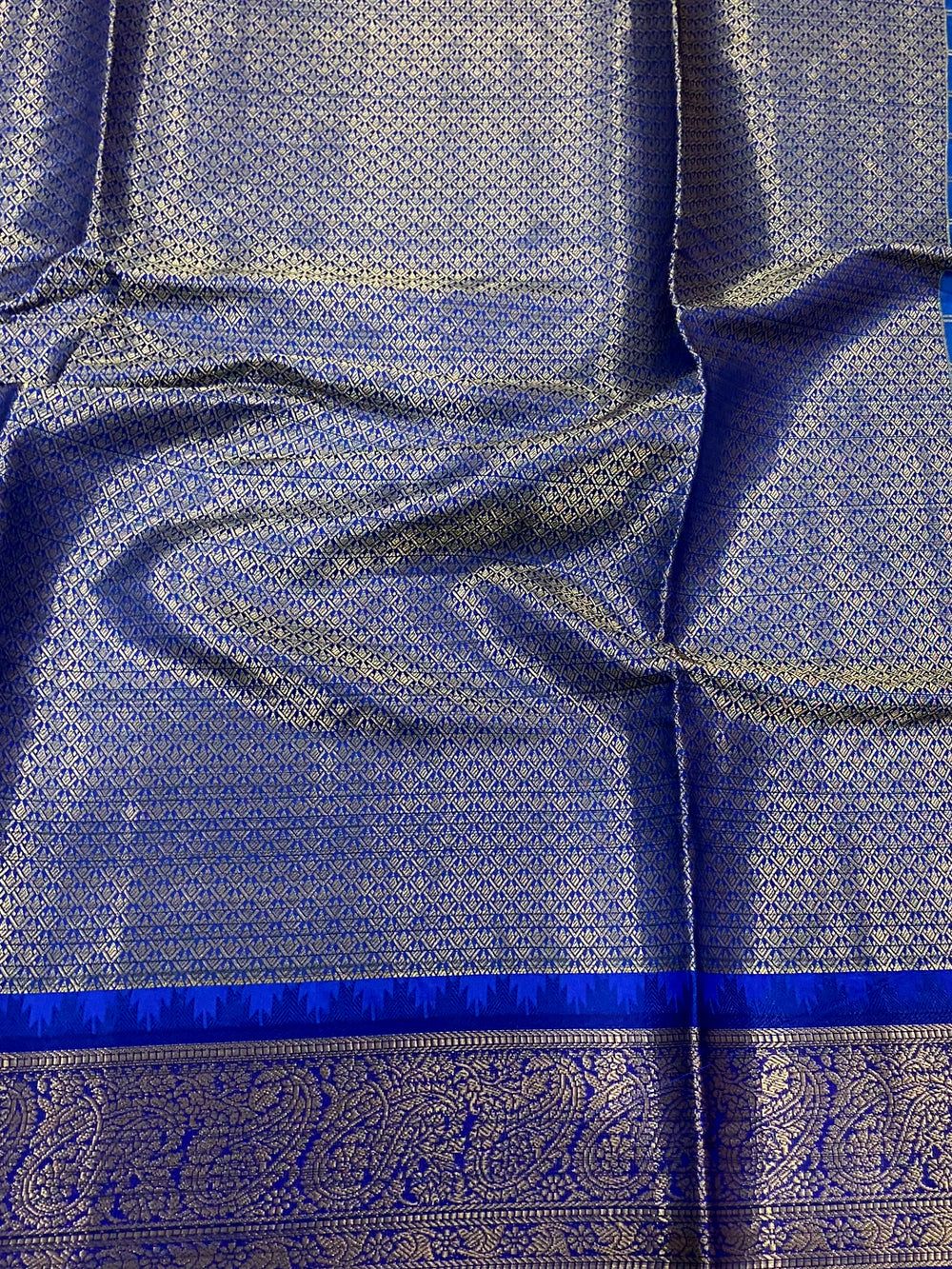 Blue Floral Bloom Kovai Rettapet Saree