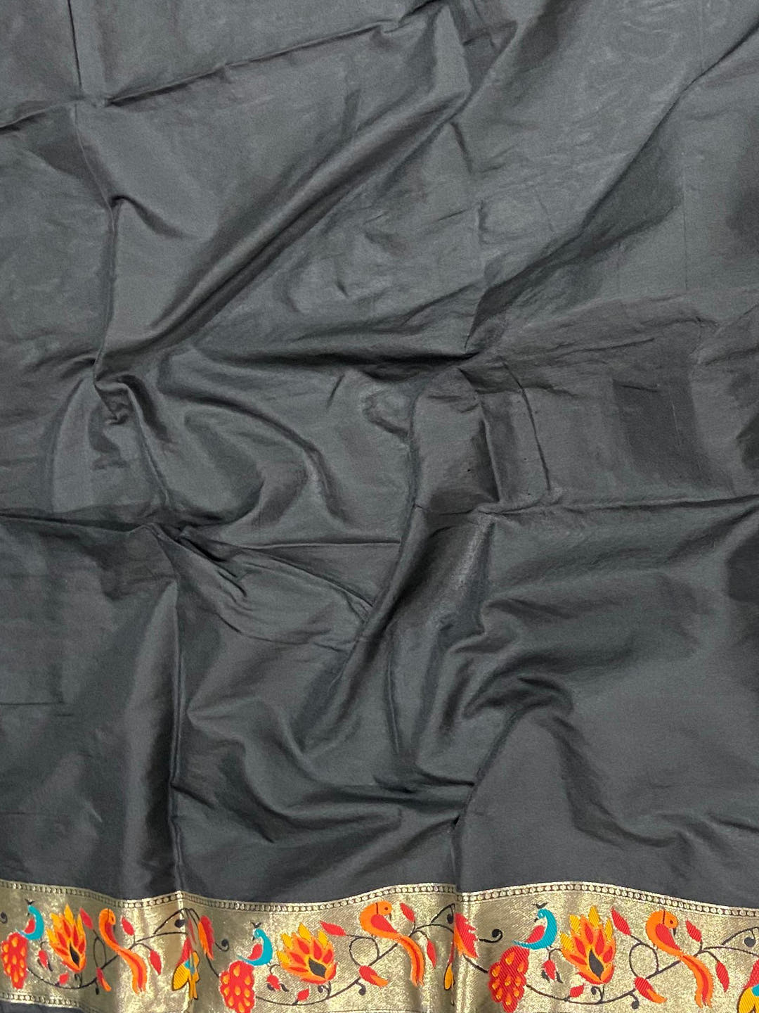Black Silk Blend Woven Zari Work Paithani Saree

