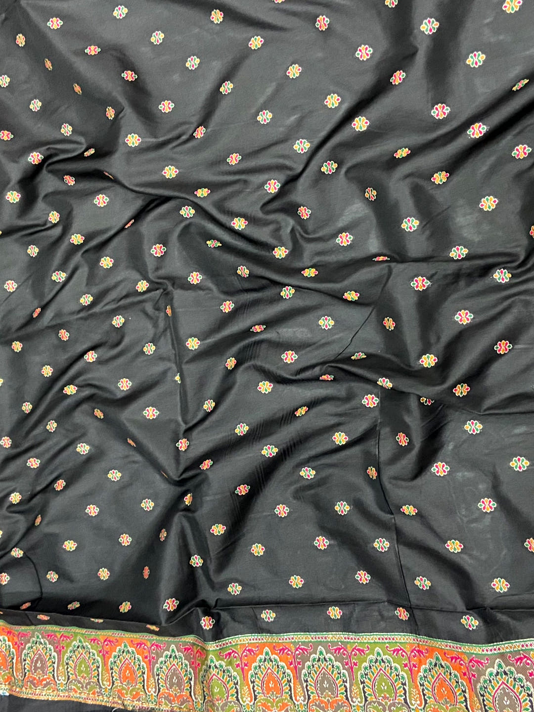 Black Ethnic Motif Silk Blend Saree