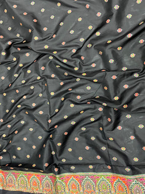 Black Ethnic Motif Silk Blend Saree