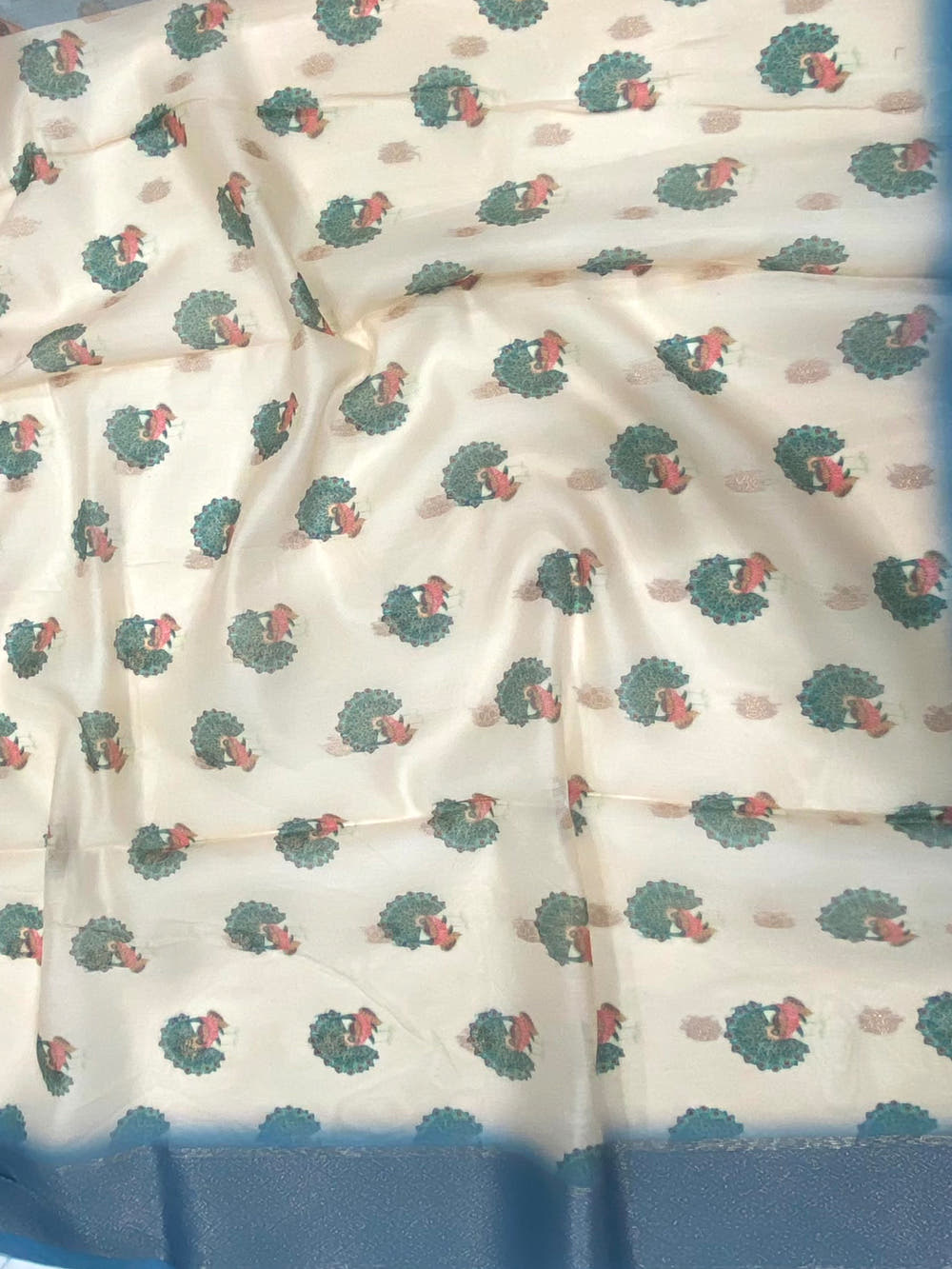 Blue Banarasi Ombre Floral Print Saree