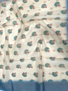 Blue Banarasi Ombre Floral Print Saree