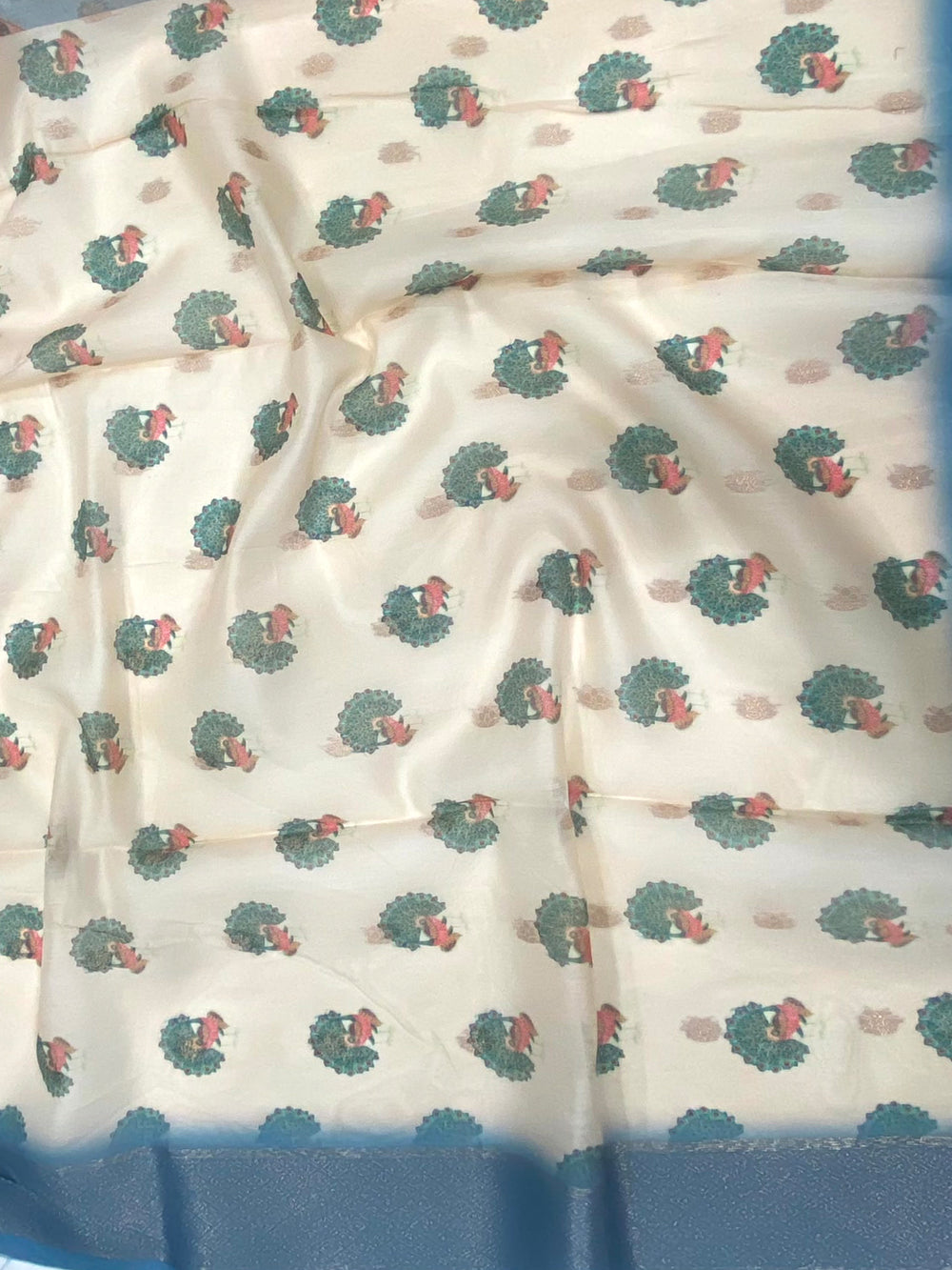 Blue Banarasi Ombre Floral Print Saree