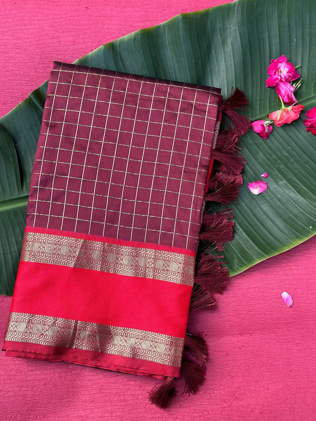 Brown Colour Soft Silk Woven Design Zari Kanchi Blend Banarasi Saree