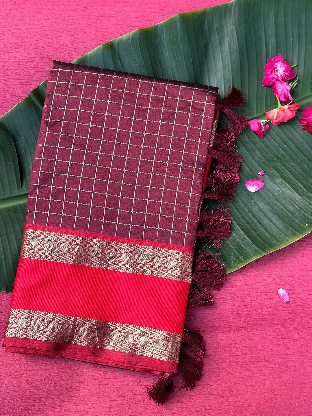 Brown Silk Woven Kanchi Banarasi Saree