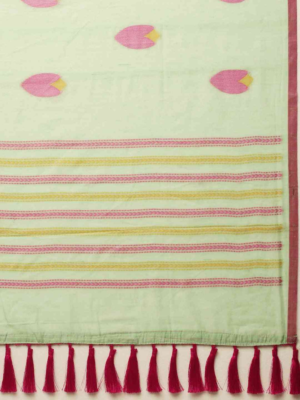  Exclusive Banarasi Pista Colour Print Linen Saree