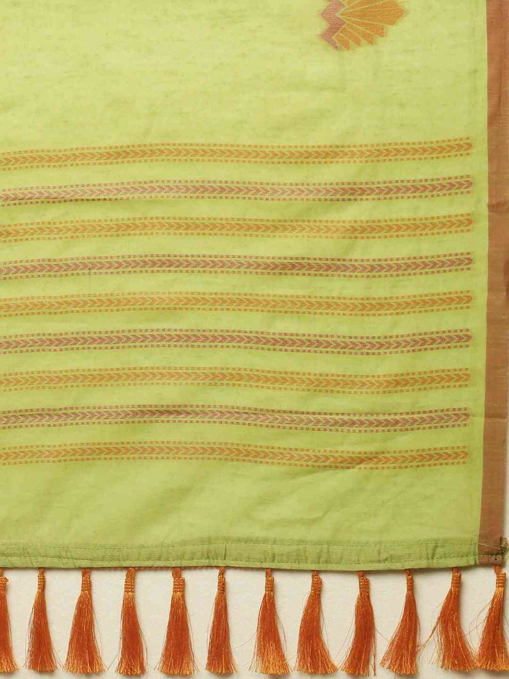 Banarasi Lime Colour Ethnic Motifs Print Linen Saree