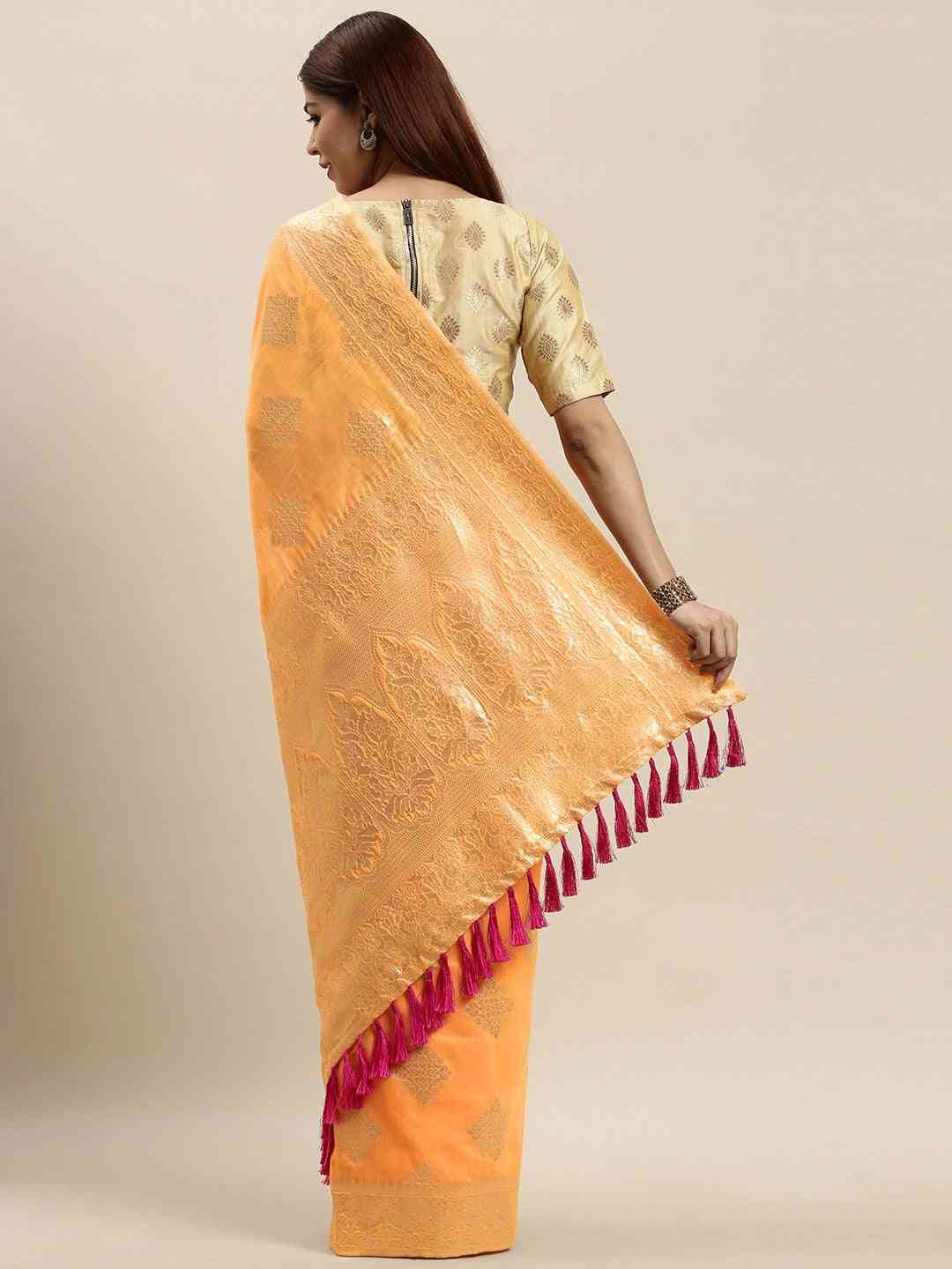 Exclusive Stylish Orange Colour Cotton Saree Collection