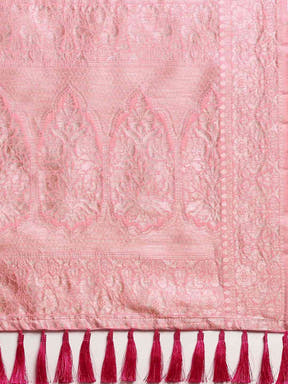 Stylish Light Pink Colour Woven Design Cotton Saree 
