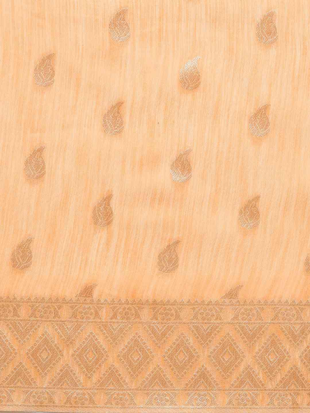 Stylish Orange Colour Woven Design Cotton Saree