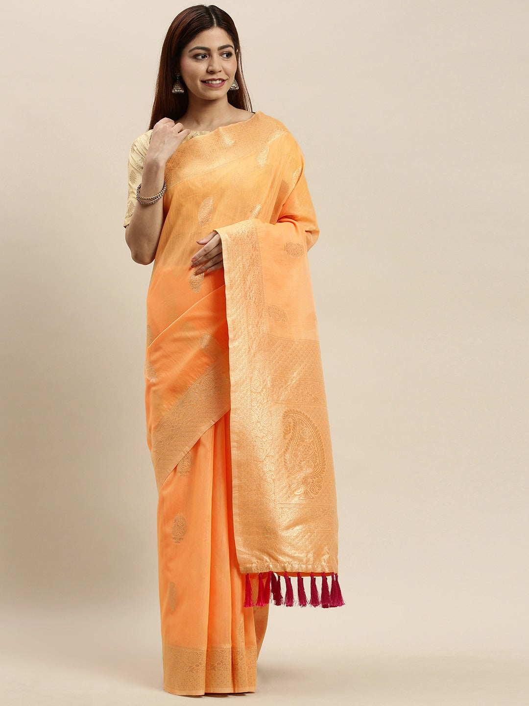 Stylish Bollywood Orange Colour Cotton Saree