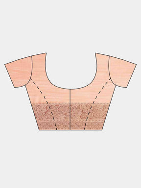  Bollywood Peach Colour Woven Design Cotton Saree