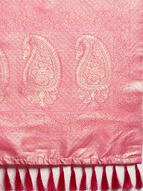 Bollywood Pink Colour Woven Design Cotton Saree 