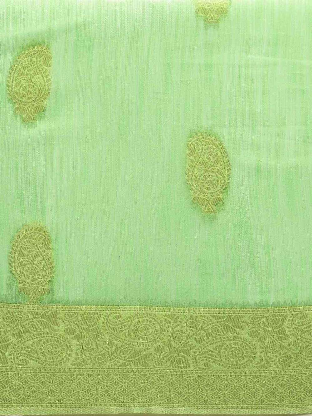 Bollywood Pista Colour Woven Design Cotton Saree
