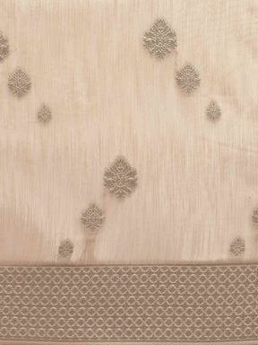  Bollywood Cream Colour Woven Design Cotton Saree 