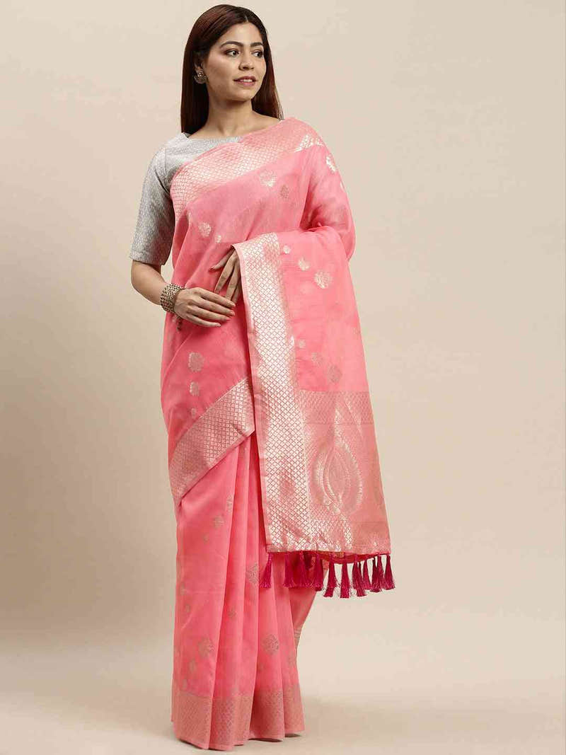Bollywood Mauve Colour Woven Design Cotton Saree